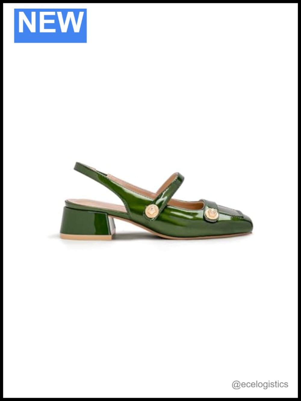 Slingback Mary Jane Heels Low Block Heel Square Toe Pumps Dressy Office Shoes